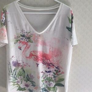 Flamingo Floridian cotton blend tea top